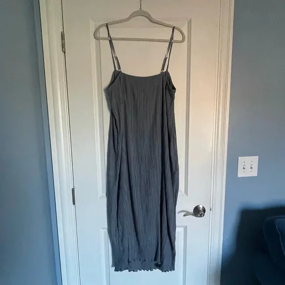 New! Madewell The Goldie Dress in Plissé Teapot Blue nwt 18959